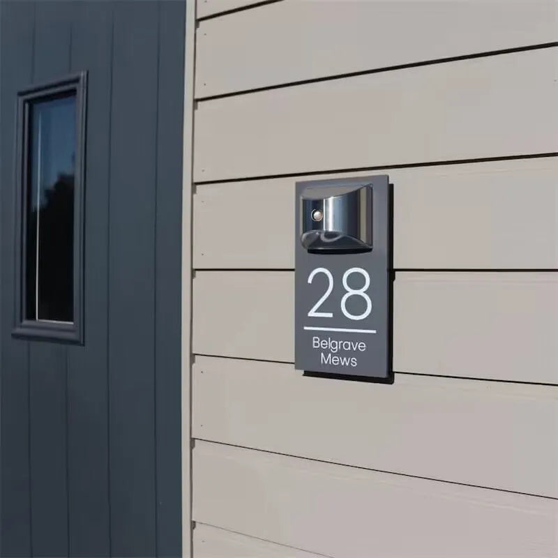 Personalized Solar Modern Door Plaque