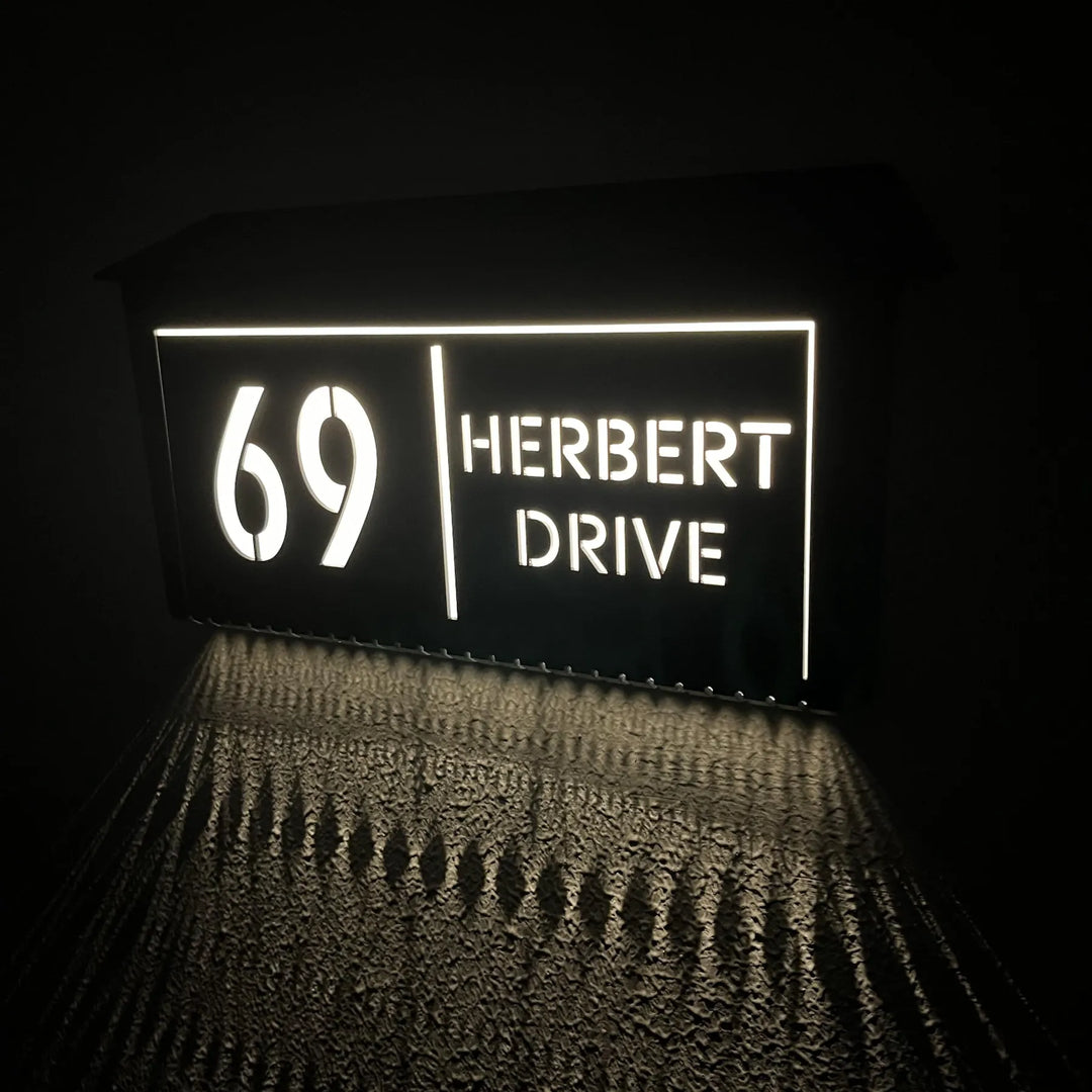 Solar Backlit Sign Custom Solar LED Backlit House Number Sign – Regal Maison
