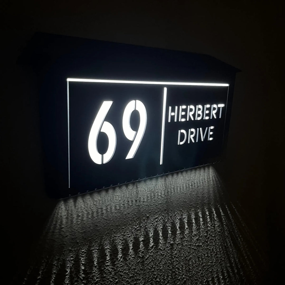 Custom Solar LED Backlit House Number Sign