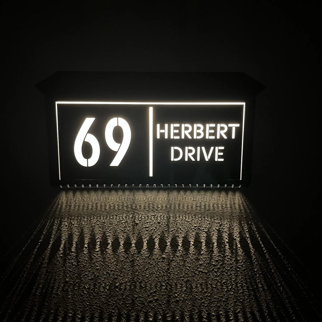 Custom Solar LED Backlit House Number Sign