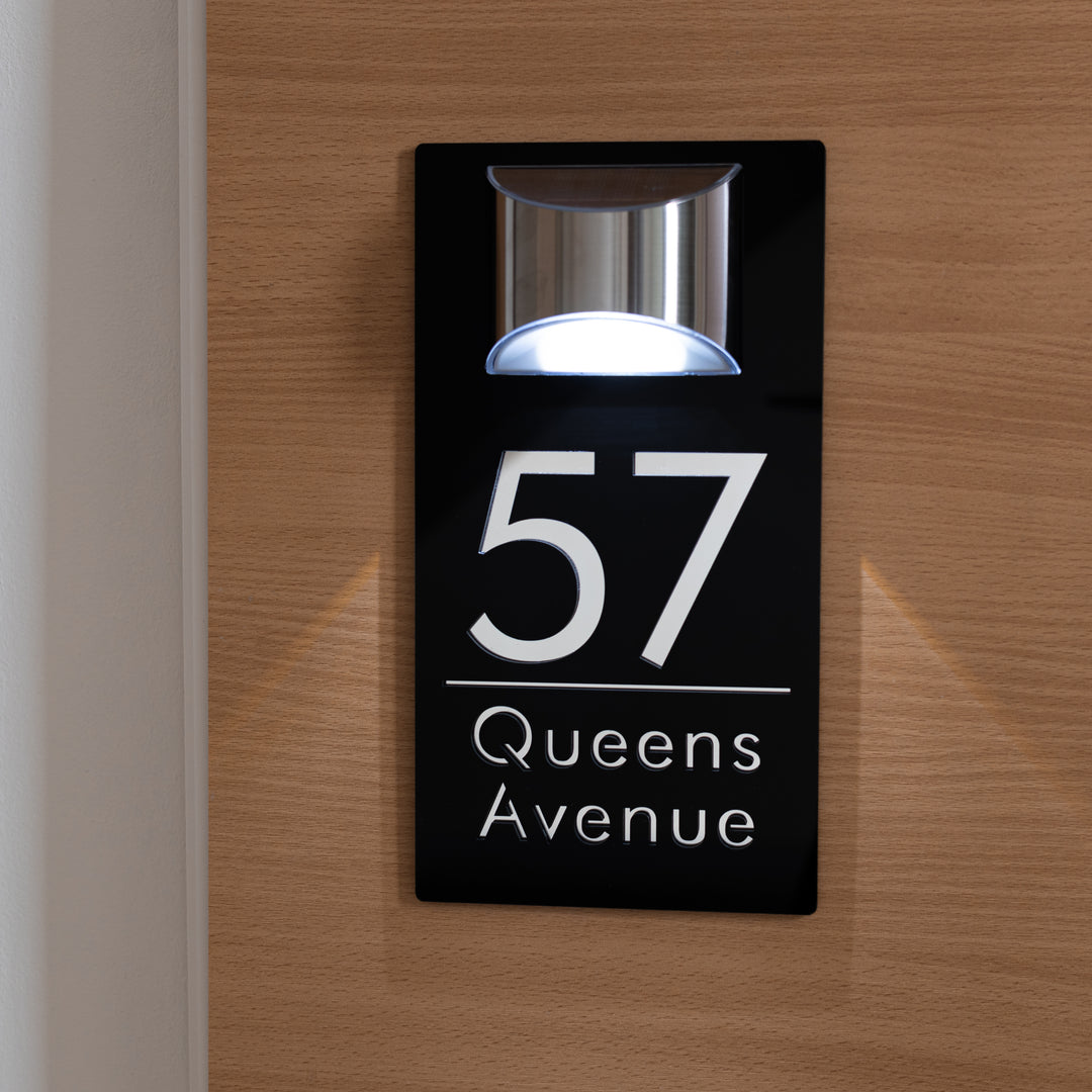 Personalized Engraved Solar Modern Door Plaque