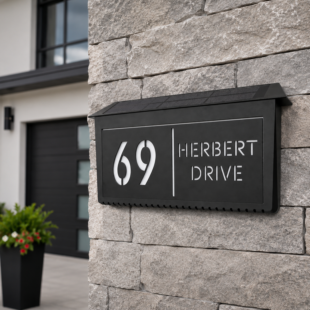 Custom Solar LED Backlit House Number Sign