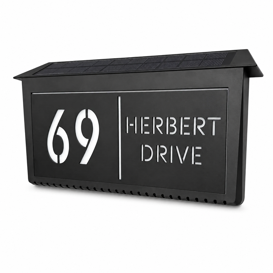 Custom Solar LED Backlit House Number Sign