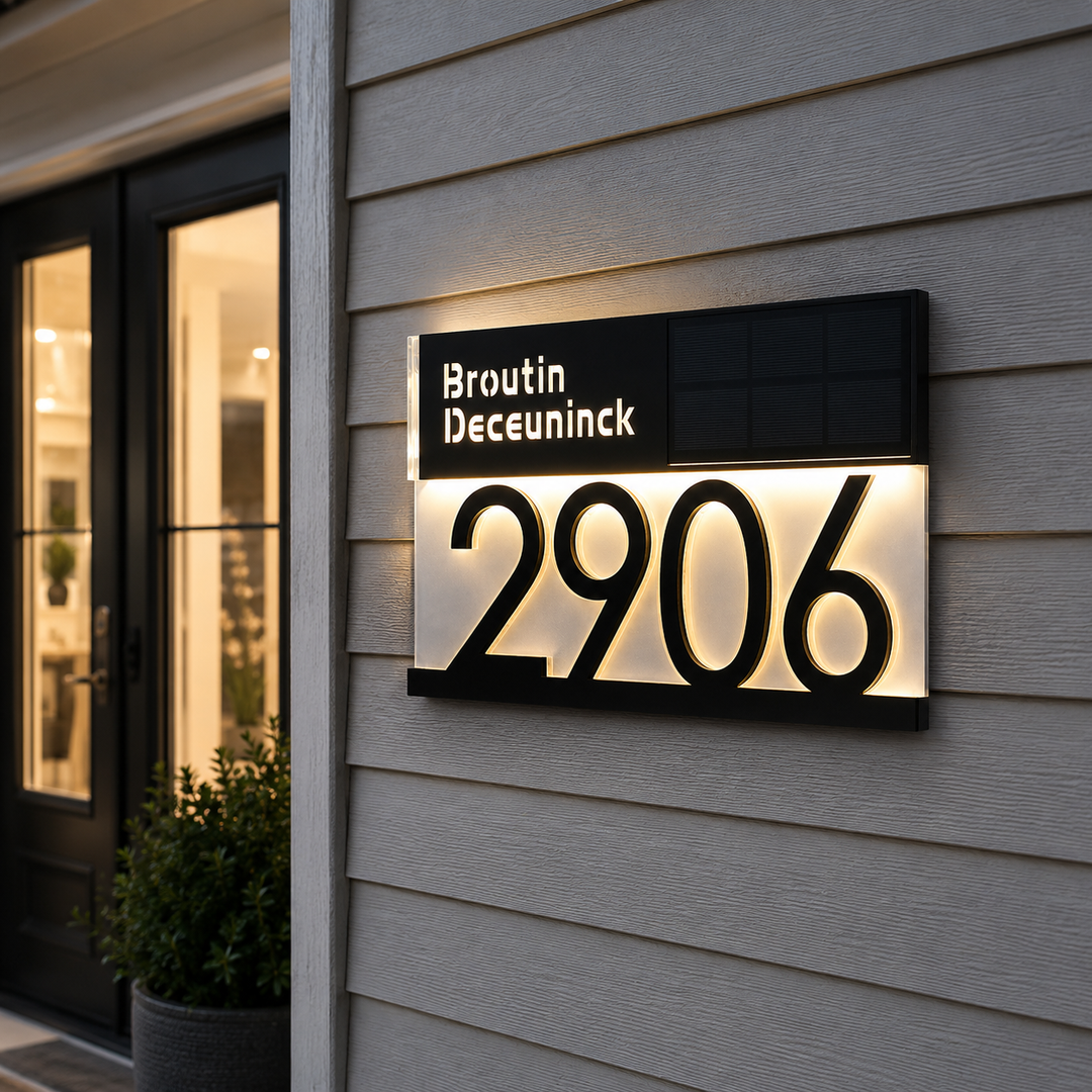 Personalized Solar House Number Sign