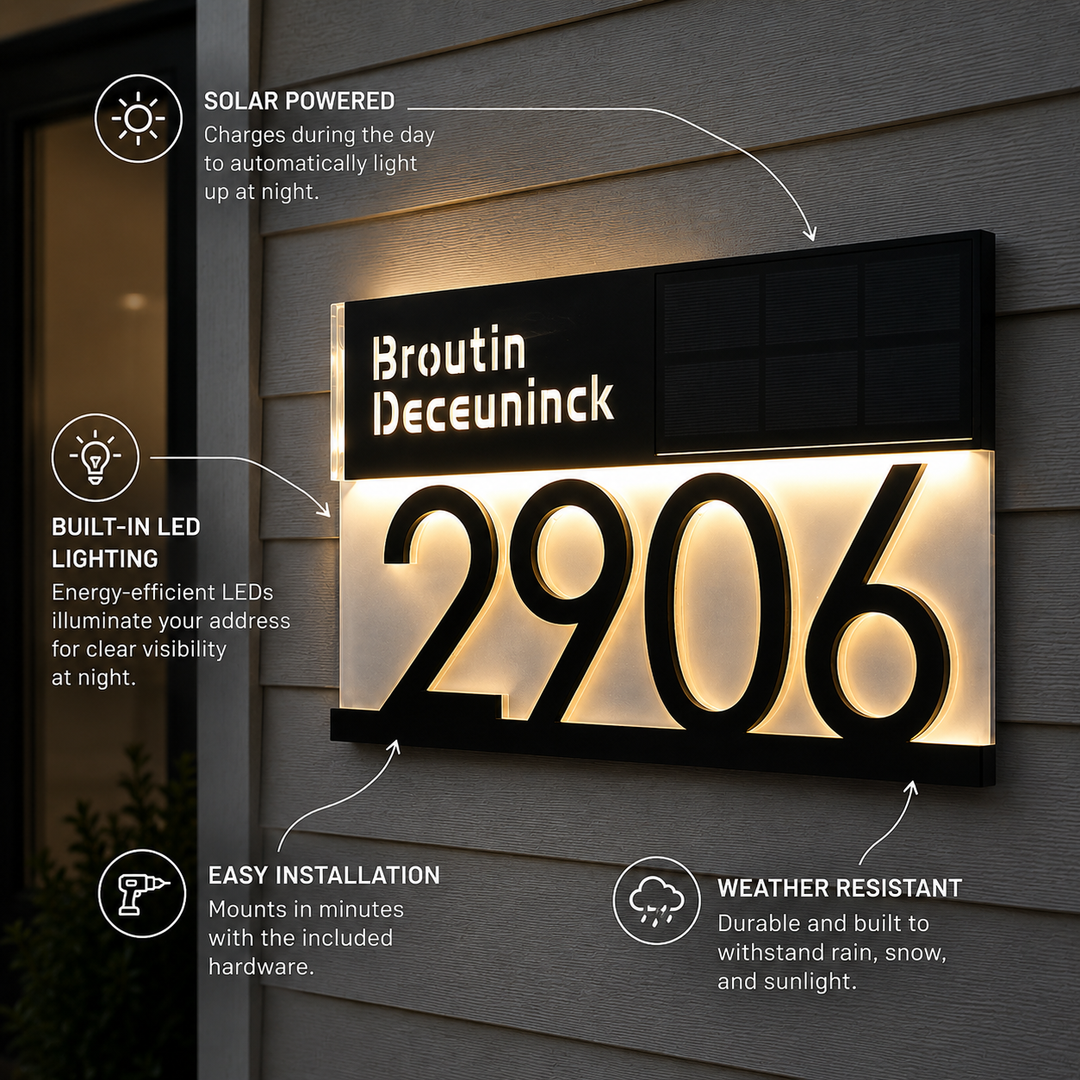 Personalized Solar House Number Sign