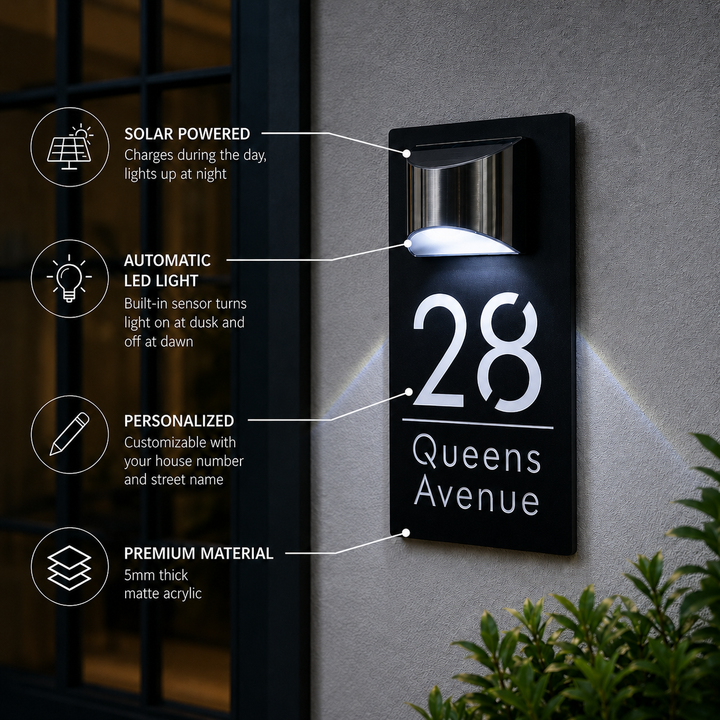 Personalized Solar Modern Door Plaque