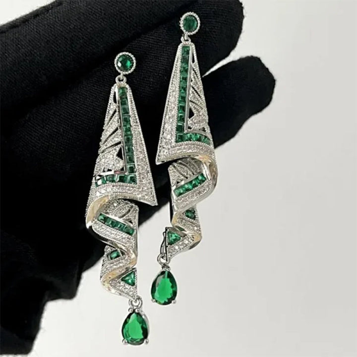 925 Sterling Silver Vintage Gemstone Art Earrings