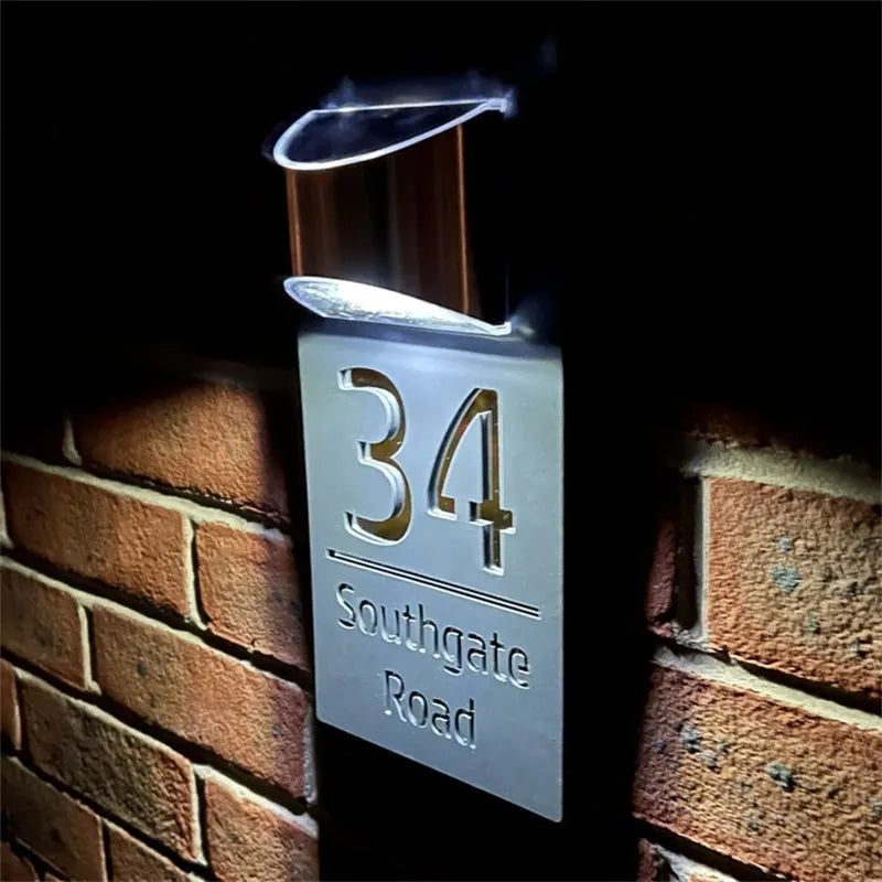 Personalized Engraved Solar Modern Door Plaque