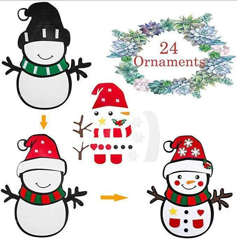 Montessori DIY Felt Snowman Decoration Set