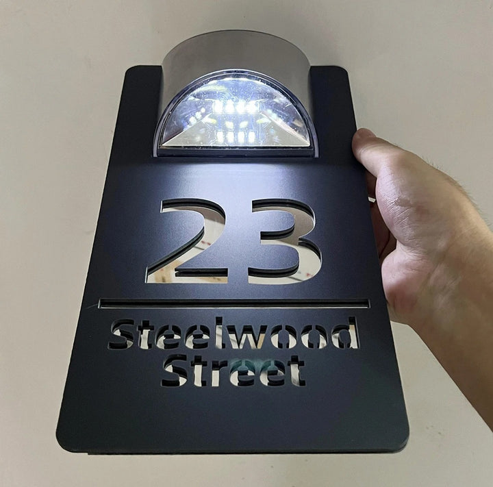 Personalized Engraved Solar Modern Door Plaque